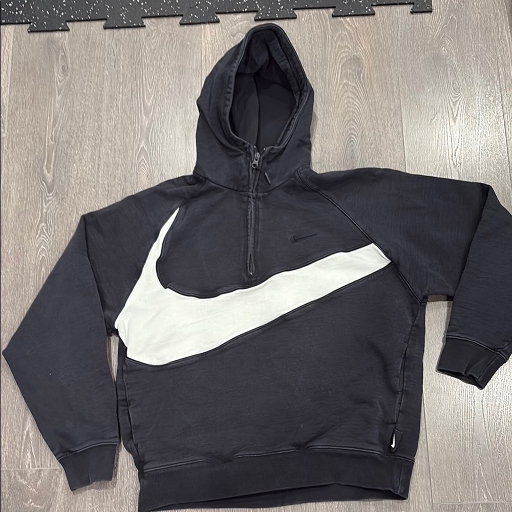 Nike Black and Cream Half Zip Hoodie